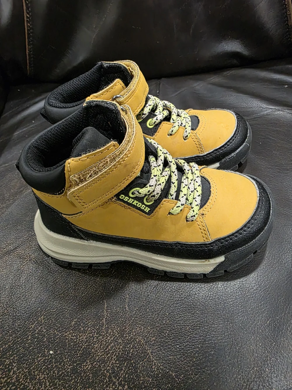 OshKosh B'gosh Yellow and Black Lace-Up Kids Boots